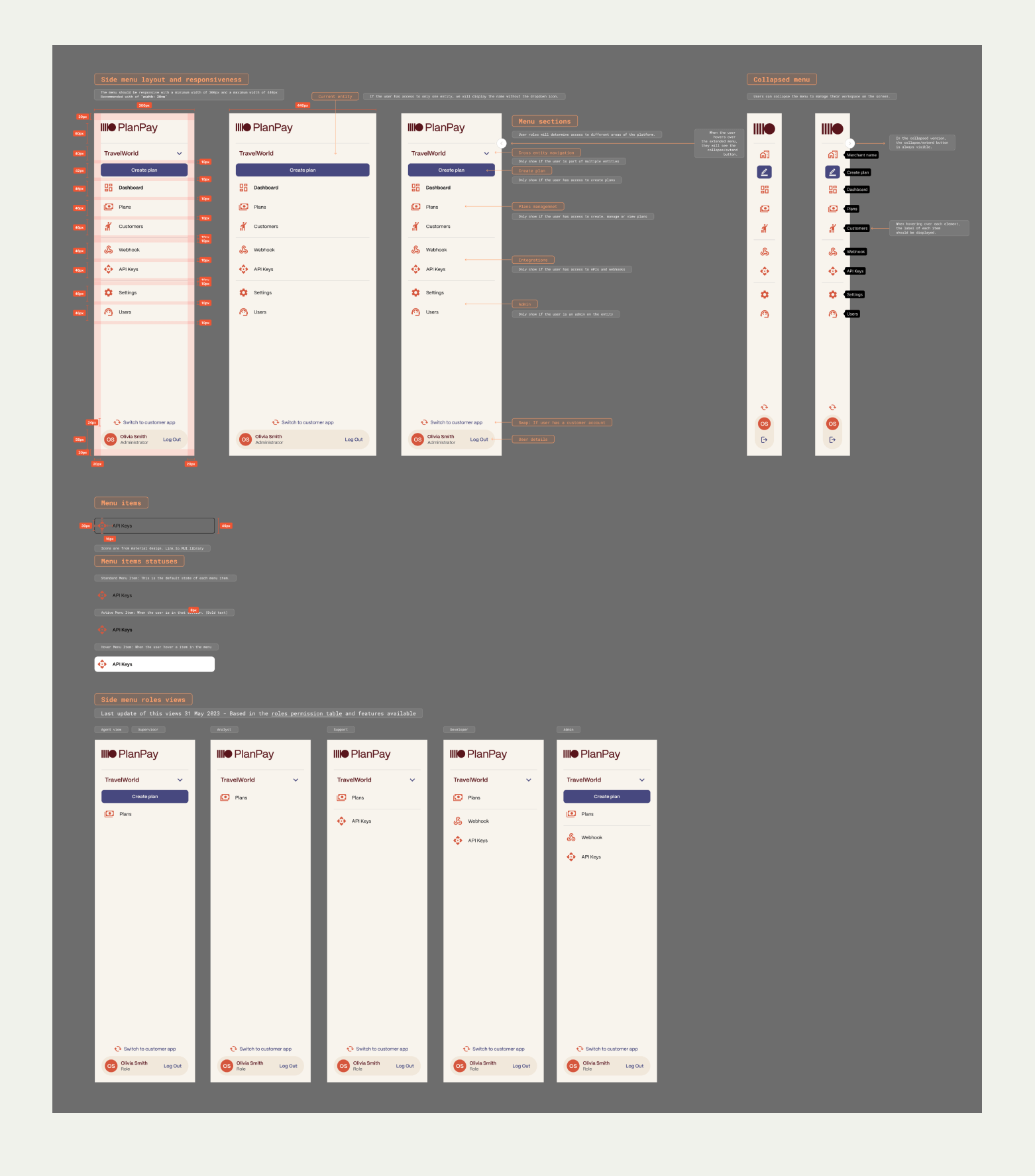 PlanPay Merchant and Admin navigation