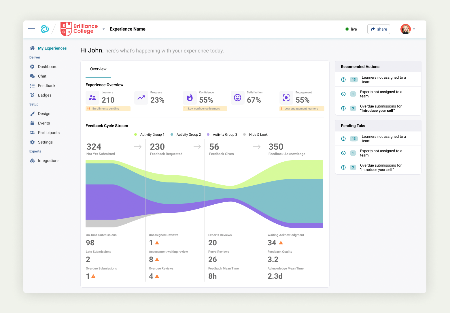 Experience Overview Dashboard