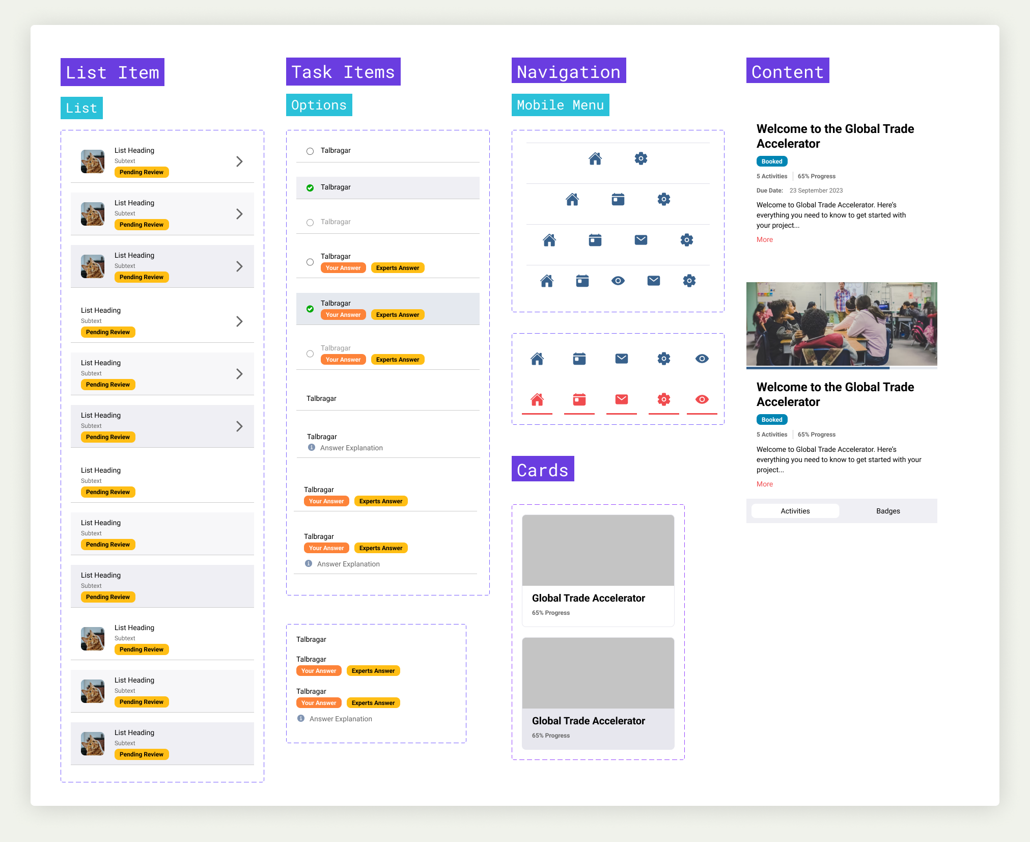 Application design system on Figma