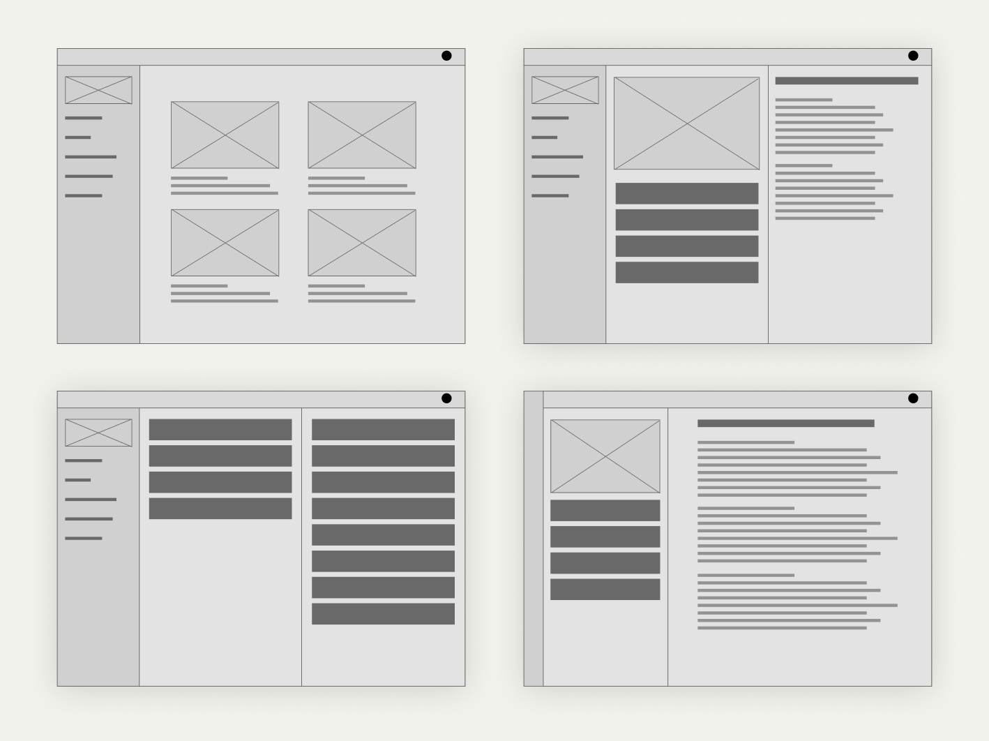 App desktop wireframes